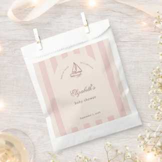 Sachets En Papier Baby On Board Elegant Pink Sailboat Baby Shower