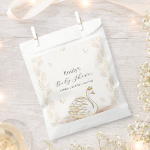 Sachets En Papier Baby shower à papillon de cygne Gold Elegance