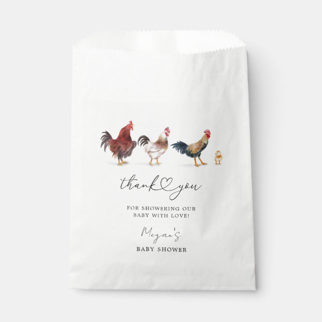 Sachets En Papier Baby shower à thème de poulet rustique (Devant)
