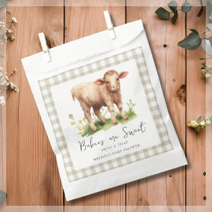 Sachets En Papier Baby shower animal de ferme de la vache mûre