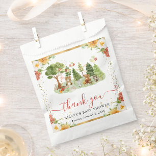 Sachets En Papier Baby Shower Animaux de la Forêt à l'Aquarelle