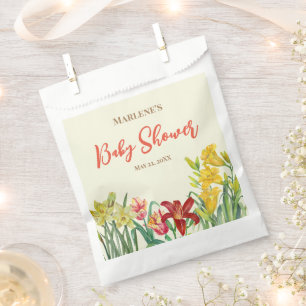 Sachets En Papier Baby shower Aquarelle Orange Jaune Fleur de printe