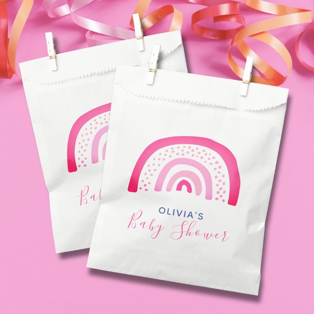 Sachets En Papier Baby shower arc-en-ciel rose moderne (Modern pink rainbow girls baby shower favor bags.  Matching items available.)