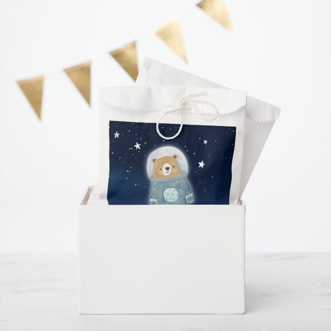 Sachets En Papier Baby shower astronaute de l'Ours de l'espace bleu (Fête)