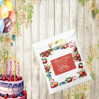 Sachets En Papier Baby shower aux fraises rouges | Blue Berry Sweet 