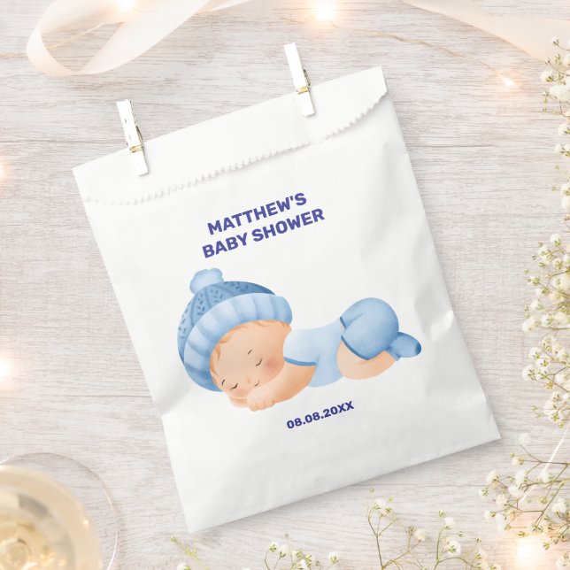 Sachets En Papier Baby Shower Bleu, Baby Shower Garçon (Coupé)