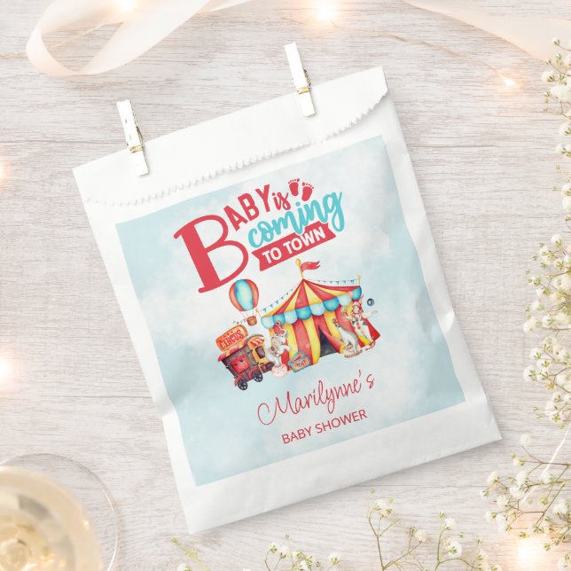Sachets En Papier Baby shower bleu Carnival Circus (Coupé)