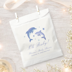 Sachets En Papier Baby shower Blue Modern Summer Dolphin Stars