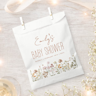 Sachets En Papier Baby shower Boho Fleur sauvage En Terracotta En Fl