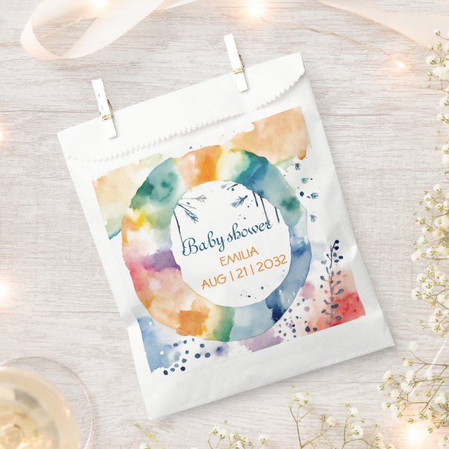 Sachets En Papier Baby shower BOHO personnalisé (Coupé)