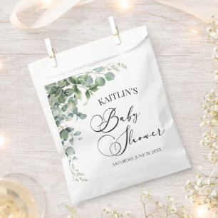 Sachets En Papier Baby shower botanique Feuille Green Eucalyptus