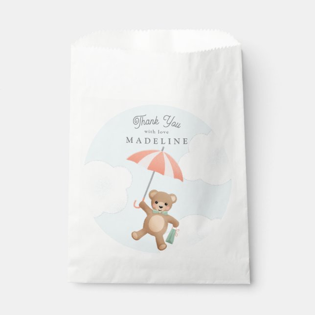 Sachets En Papier Baby shower classique Teddy Bear Pastel (Devant)