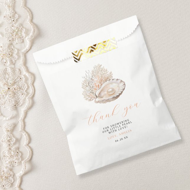 Sachets En Papier Baby shower côtier Pearl Merci Favoriser Sac (Créateur téléchargé)