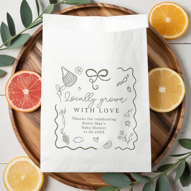 Sachets En Papier Baby shower cultivé localement Marché des agricult (Locally Grown Baby Shower Rustic Farmer’s Market Favor Bag)
