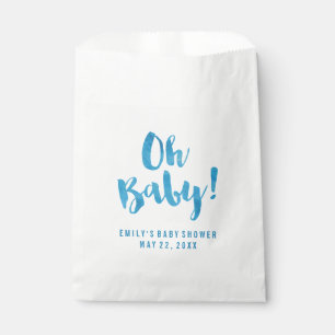 Sachets En Papier Baby shower d'aquarelle bleu bébé