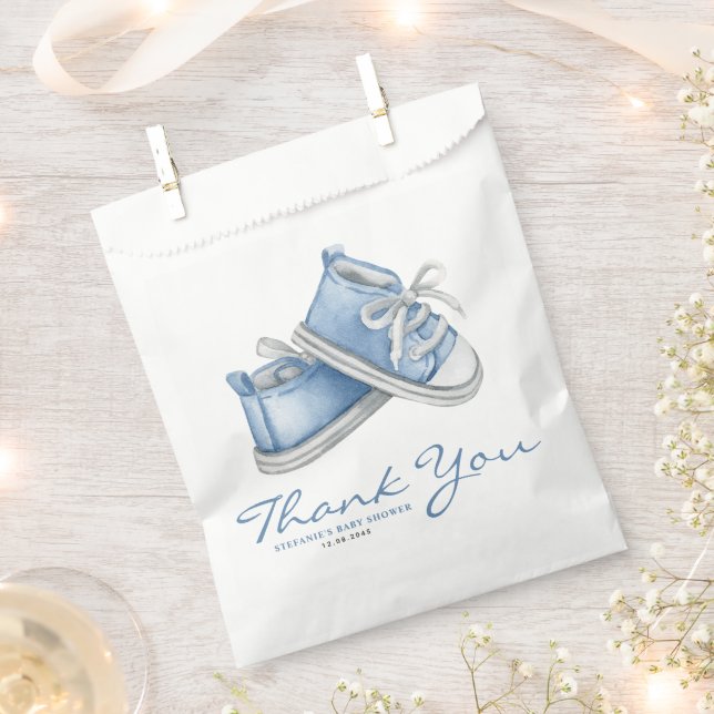 Sachets En Papier Baby shower d'aquarelle bleu pour bébés (Coupé)