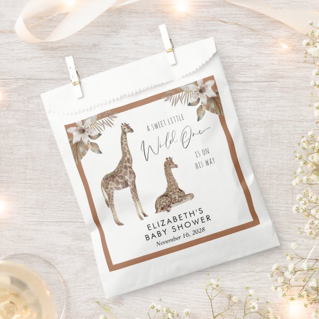 Sachets En Papier Baby shower d'aquarelle Giraffes Boho (Coupé)