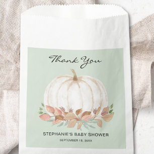 Sachets En Papier Baby shower d'automne citrouille vert