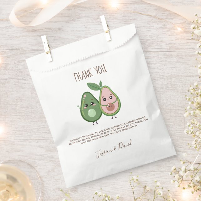 Sachets En Papier Baby shower d'Avocado rose Saint-Guacamole (Coupé)