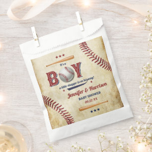 Sachets En Papier Baby shower de baseball des garçons vintages