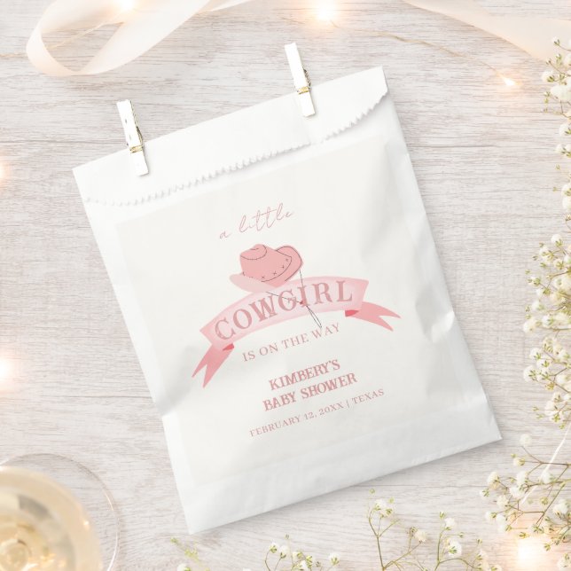 Sachets En Papier Baby shower de Casquette de fille rose (Coupé)