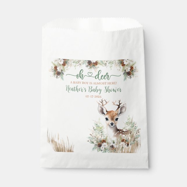 Sachets En Papier Baby shower de cerfs de bois (Devant)
