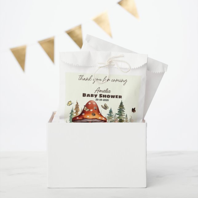 Sachets En Papier Baby shower de champignons de forêt rustique autom (Fête)