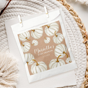 Sachets En Papier Baby shower de chute blanc Little citrouille