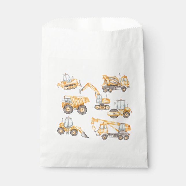 Sachets En Papier Baby shower de construction Truck Party (Devant)