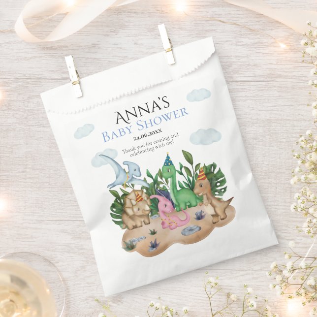 Sachets En Papier Baby shower de dinosaures de forêt tropicale ! Rug (Coupé)