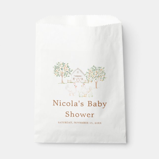 Sachets En Papier Baby shower de ferme mignonne (Devant)