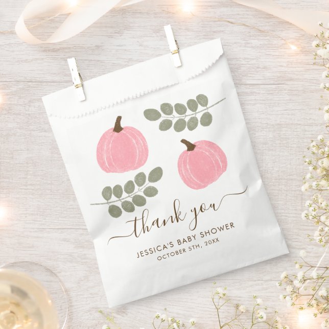 Sachets En Papier Baby shower de fille d'automne Eucalyptus Citrouil (Coupé)