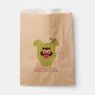 Sachets En Papier Baby shower de fille en tenue de hiboux