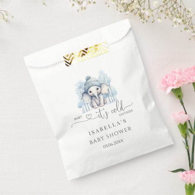 Sachets En Papier Baby shower de garçon éléphant d'hiver (Scellé)