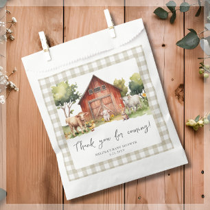 Sachets En Papier Baby shower de grange d'animaux de ferme