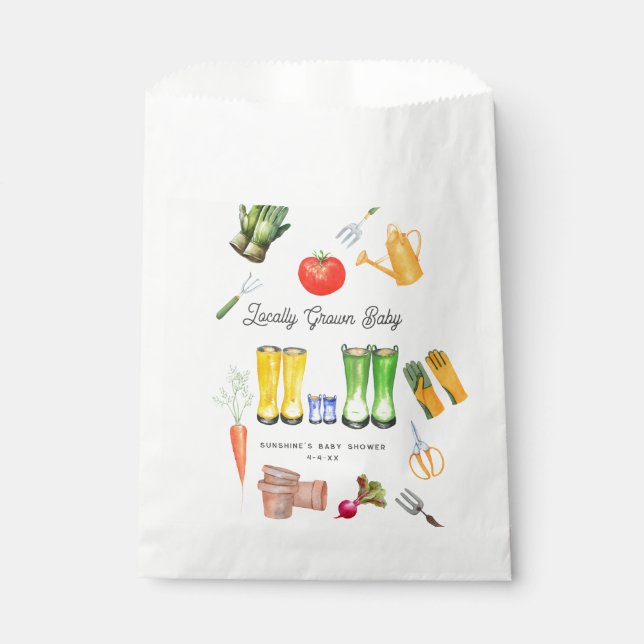 Sachets En Papier Baby shower de jardin Blue Boots cultivé localemen (Devant)