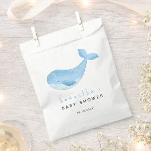 Sachets En Papier Baby shower de la baleine d'aquarelle