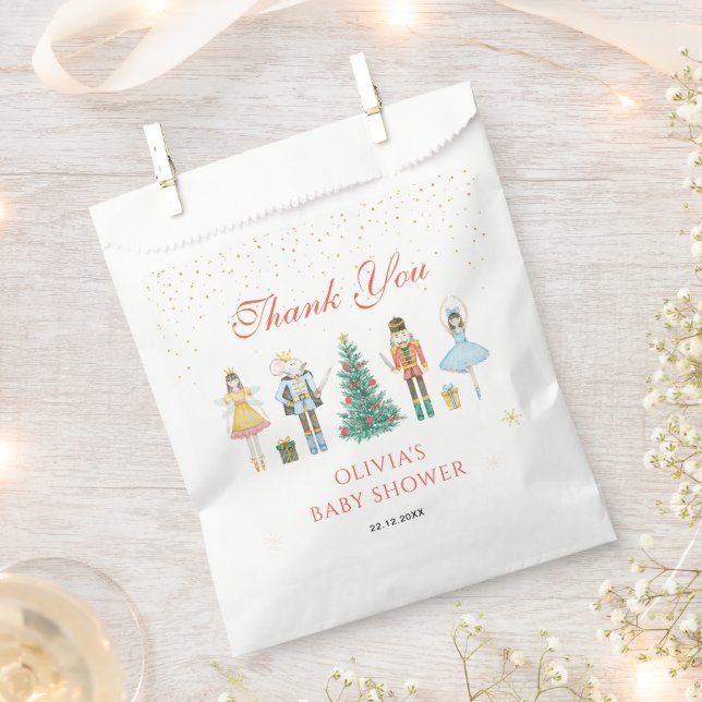 Sachets En Papier Baby shower de Noël de Noisette Merci (Coupé)