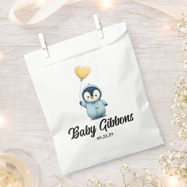 Sachets En Papier Baby shower de pingouin (Coupé)
