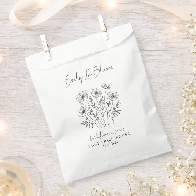 Sachets En Papier Baby shower de semences Fleur sauvage Baby In Bloo (Coupé)