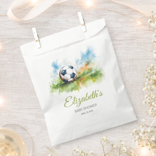 Sachets En Papier Baby shower de soccer aquarelle (Coupé)
