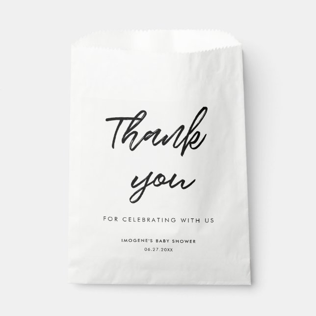 Sachets En Papier Baby shower de typographie moderne (Devant)