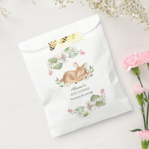 Sachets En Papier Baby shower de végétation fleurie de cerfs de bois