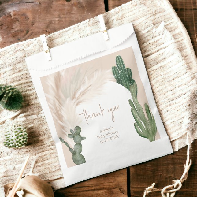 Sachets En Papier Baby shower désert de Boho cactus pampas arch (Boho cactus pampas arch desert baby shower favor bag)