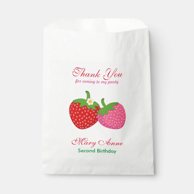 Sachets En Papier Baby shower d'été fraise (Devant)
