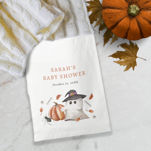 Sachets En Papier Baby shower d'Halloween (Halloween Gift Favor Bag A Little Boo Is Almost Due Baby Shower)