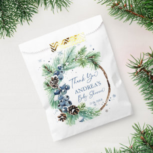 Sachets En Papier Baby shower d'hiver pins enneigés en faveur