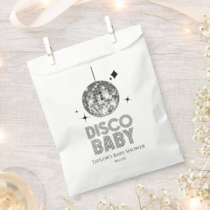 Sachets En Papier Baby shower Disco Ball 'Disco Baby' en argent