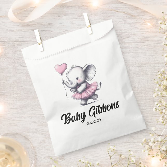 Sachets En Papier Baby shower éléphant (Coupé)