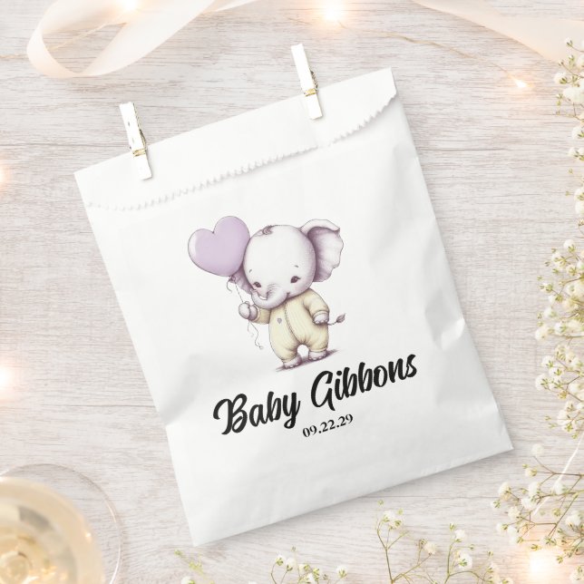 Sachets En Papier Baby shower éléphant (Coupé)